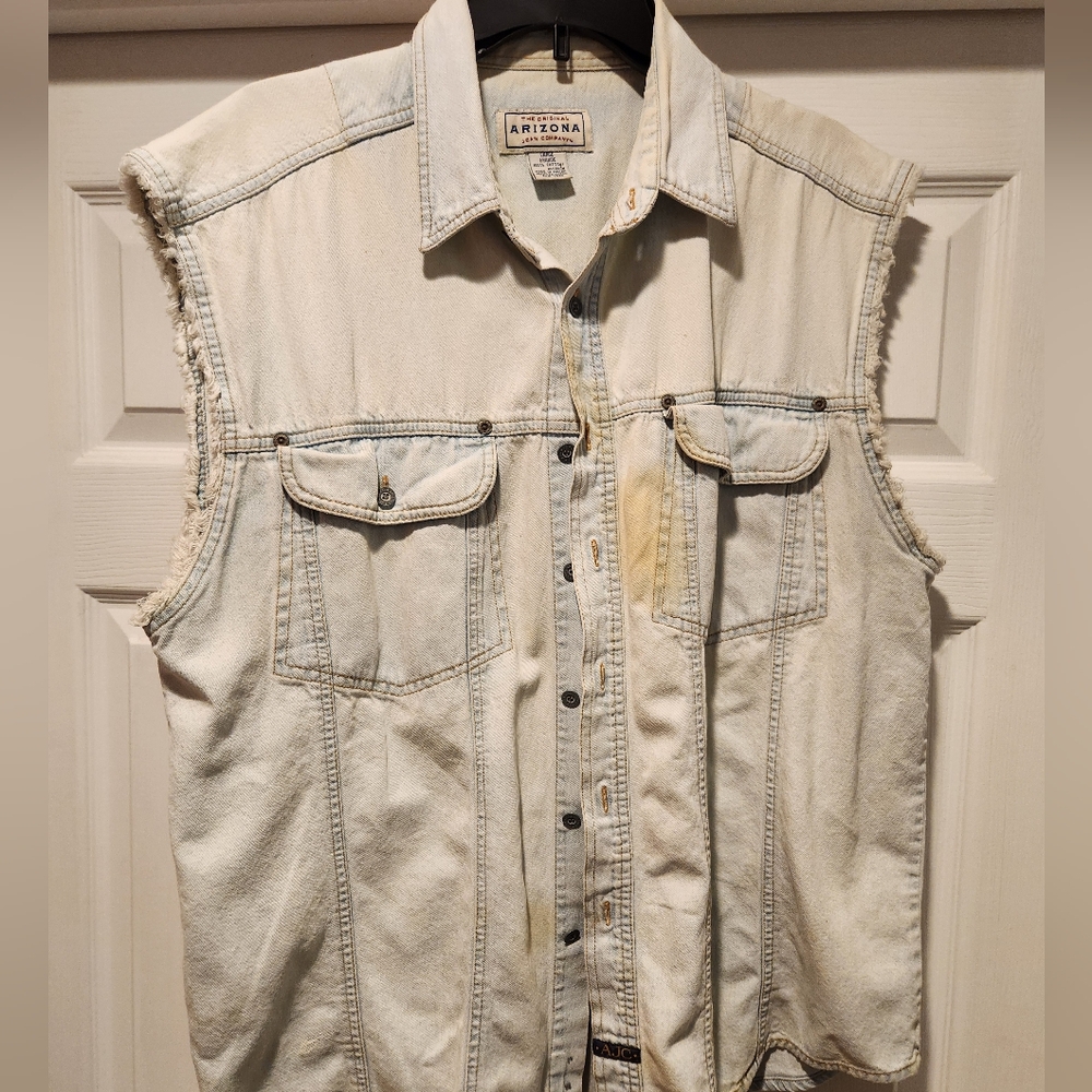 Sleeve less jean shirt large